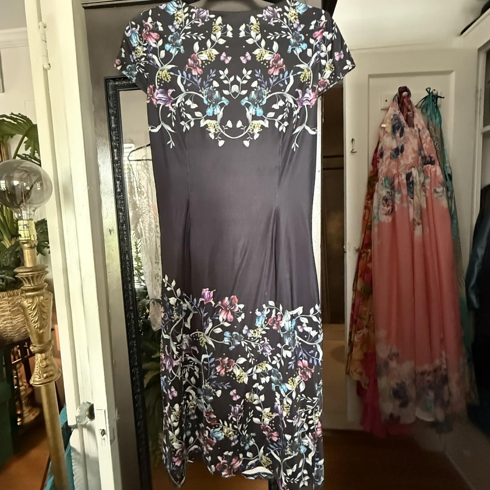Yumi Kim Black Floral Midi Dress